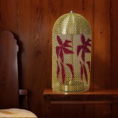 Baiyeco (Artisan Collection) Table Lamp - Handcrafted Stainless Steel Mesh with Diamond Inlays Fabric Shade SMD LED USB-C Rechargeable