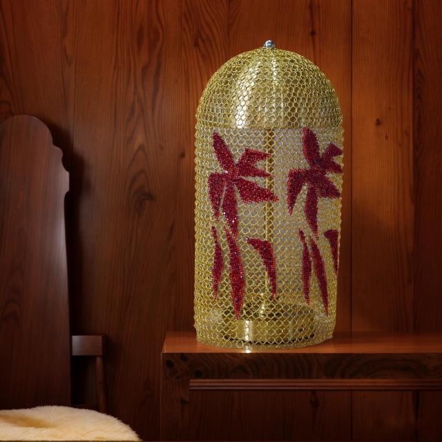 Baiyeco (Artisan Collection) Table Lamp - Handcrafted Stainless Steel Mesh with Diamond Inlays Fabric Shade SMD LED USB-C Rechargeable