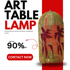 Baiyeco (Artisan Collection) Table Lamp - Handcrafted Stainless Steel Mesh with Diamond Inlays Fabric Shade SMD LED USB-C Rechargeable