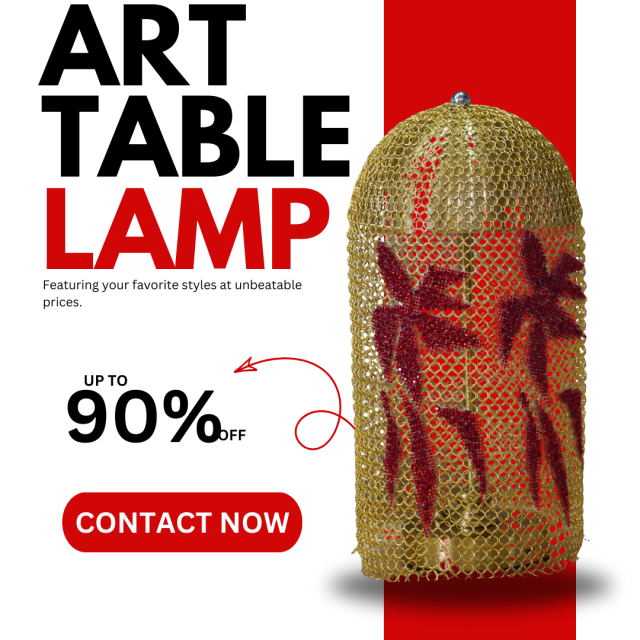 Baiyeco (Artisan Collection) Table Lamp - Handcrafted Stainless Steel Mesh with Diamond Inlays Fabric Shade SMD LED USB-C Rechargeable