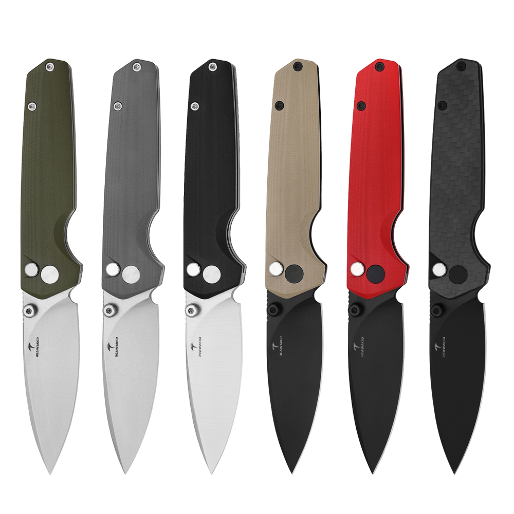 Uncompromising G10 Carbon Fiber Handle 14C28N Steel Blade Button Lock Folding Knife Forged for Adventure