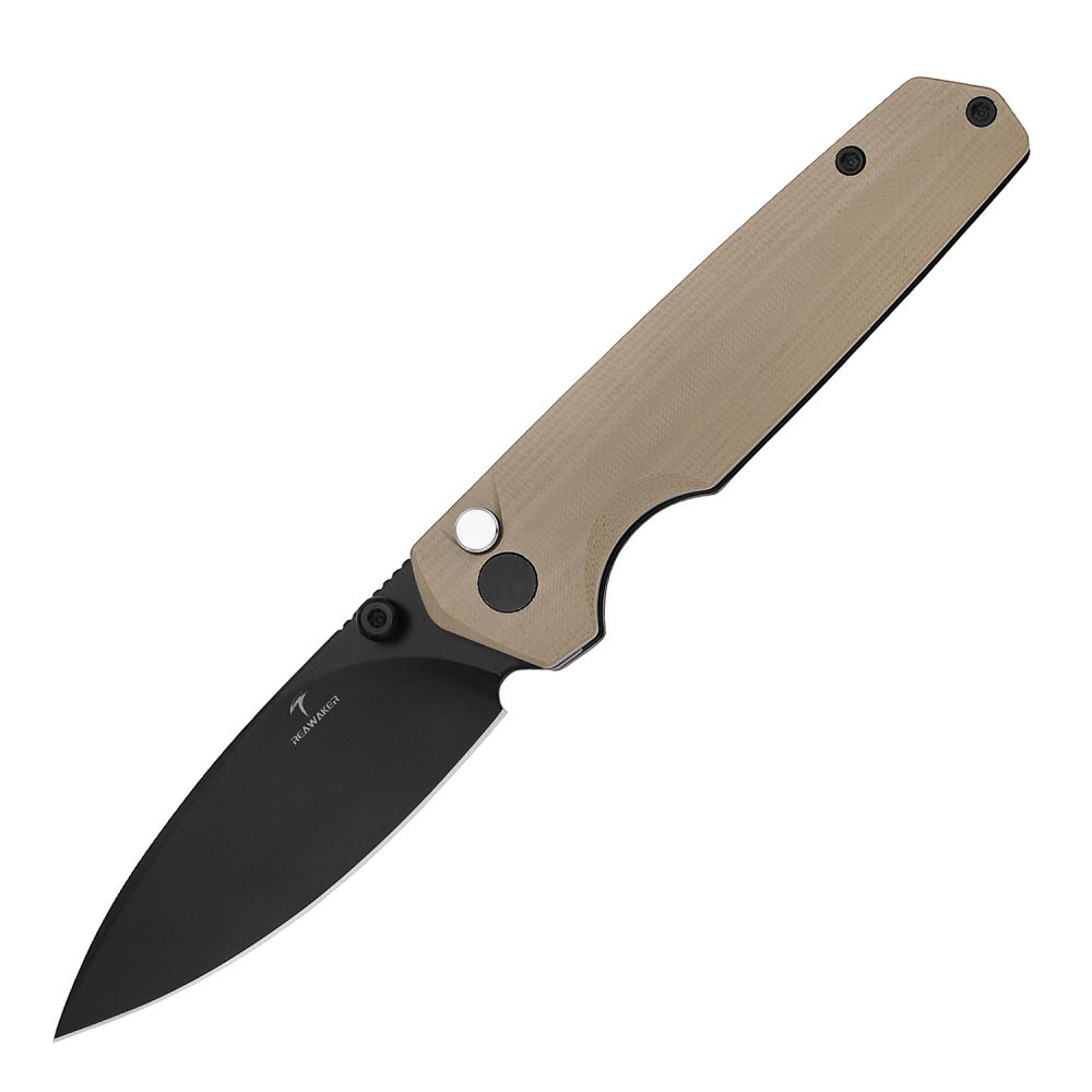 Uncompromising G10 Carbon Fiber Handle 14C28N Steel Blade Button Lock Folding Knife Forged for Adventure