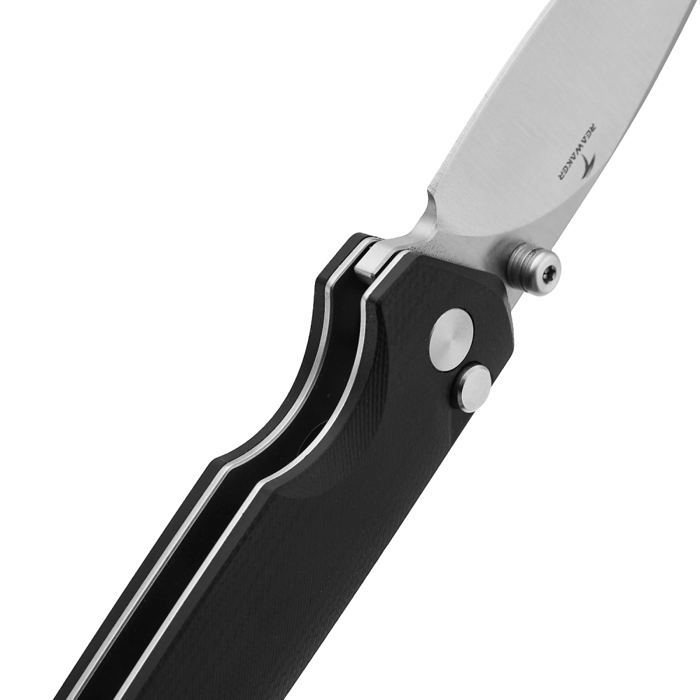 Uncompromising G10 Carbon Fiber Handle 14C28N Steel Blade Button Lock Folding Knife Forged for Adventure