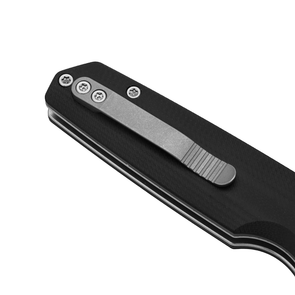 Uncompromising G10 Carbon Fiber Handle 14C28N Steel Blade Button Lock Folding Knife Forged for Adventure