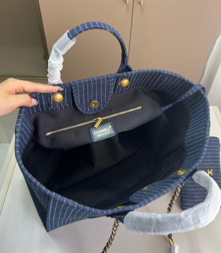 Chanel denim canvas tote bag