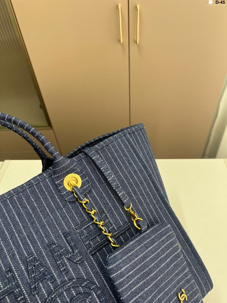 Chanel denim canvas tote bag