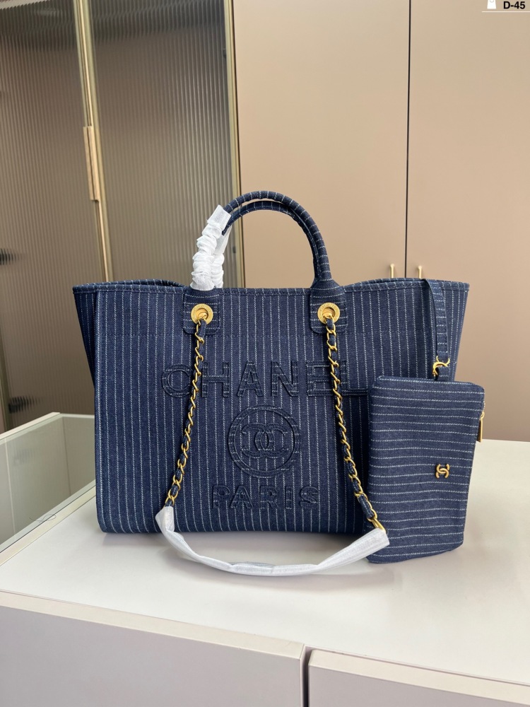 Chanel denim canvas tote bag