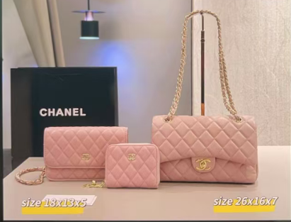 Chanel pink bag set