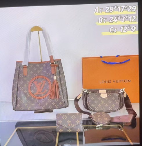 LV brown tote bag set
