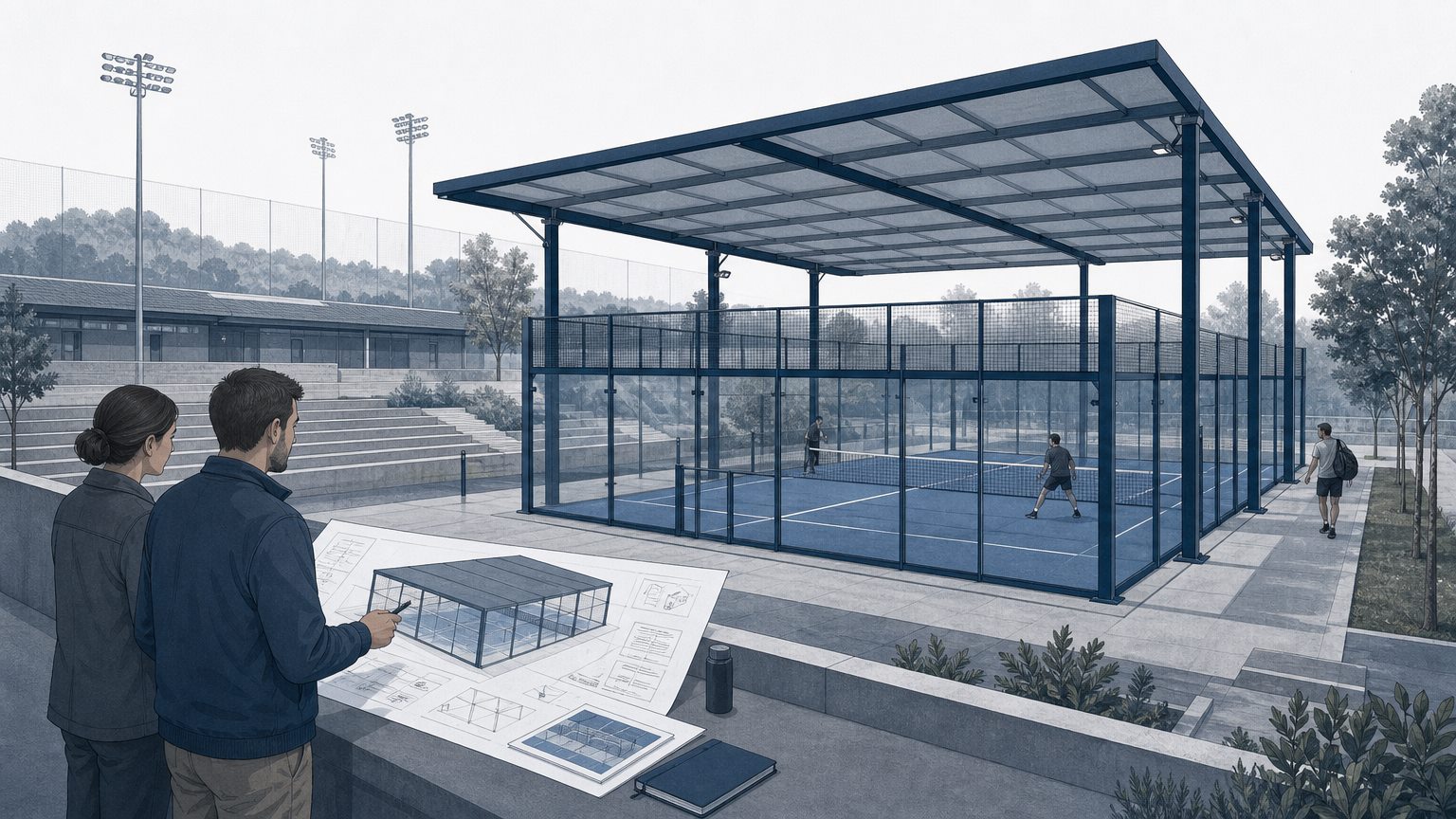 Editorial diagram for Elevating Facility Offerings with a Padel Tennis Court with Roof Installation