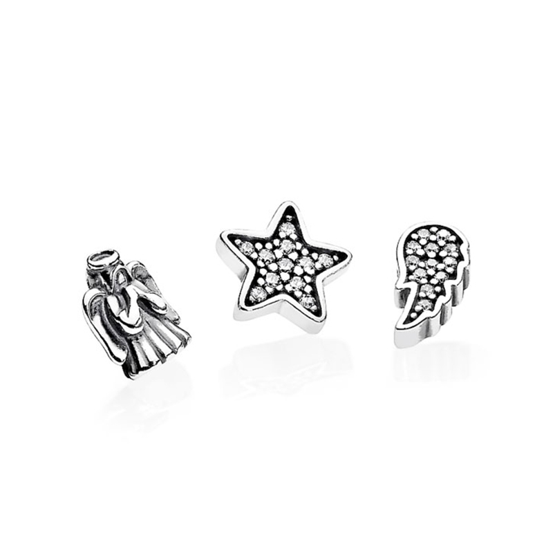 pandora celestial, clear cz floating locket 3 set small