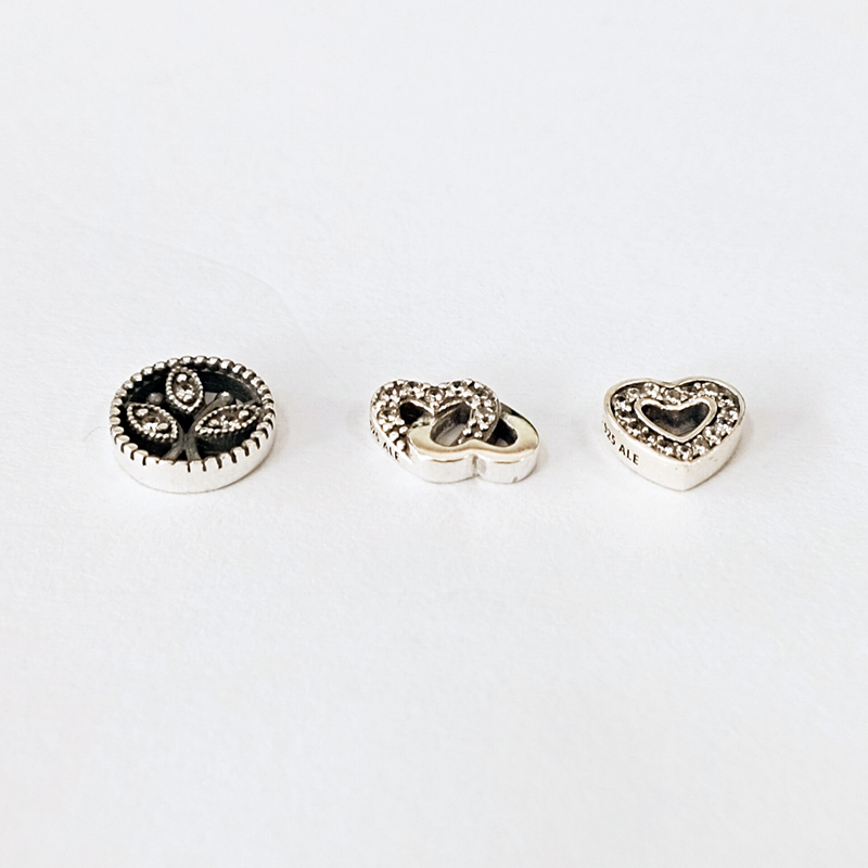 pandora s.silver love & family petite floating locket charms set