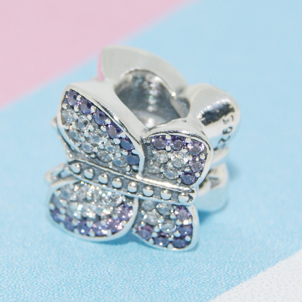 new pandora sparkling purple butterfly charm s925 ale