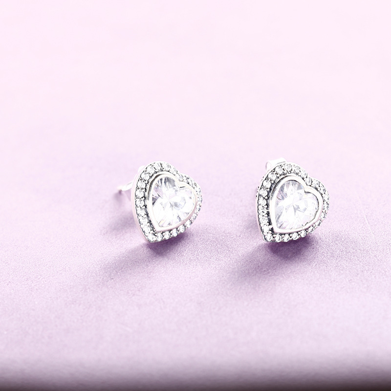 Pandora Silver Sparkling Hearts Stud Earrings