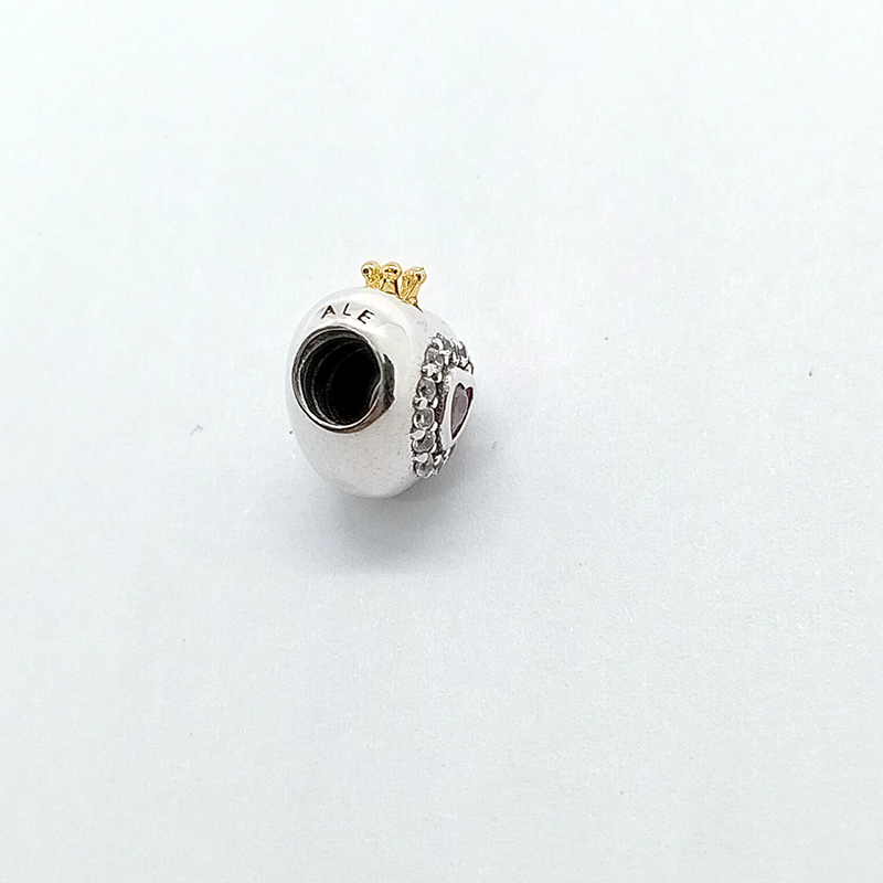 PANDORA Silver Gold Princess Heart Charm