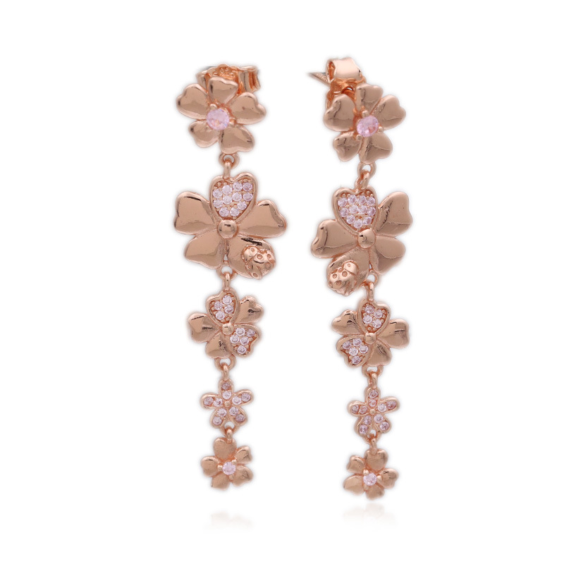 pandora rose gold wildflower meadow pink cz earrings