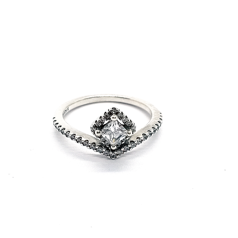 pandora square sparkle wishbone ring