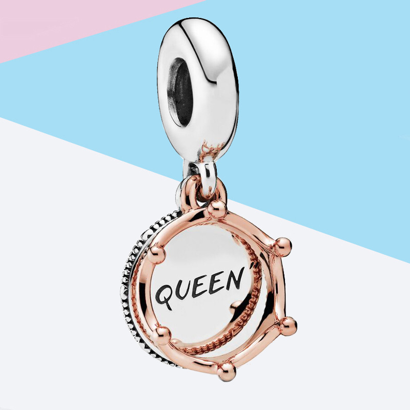 Silver & Rose Gold Pandora Queen & Regal Crown Pendant Charm