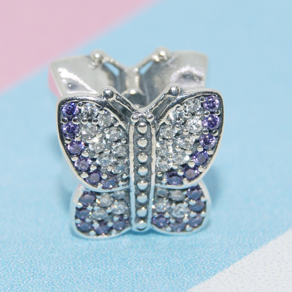 new pandora sparkling purple butterfly charm s925 ale