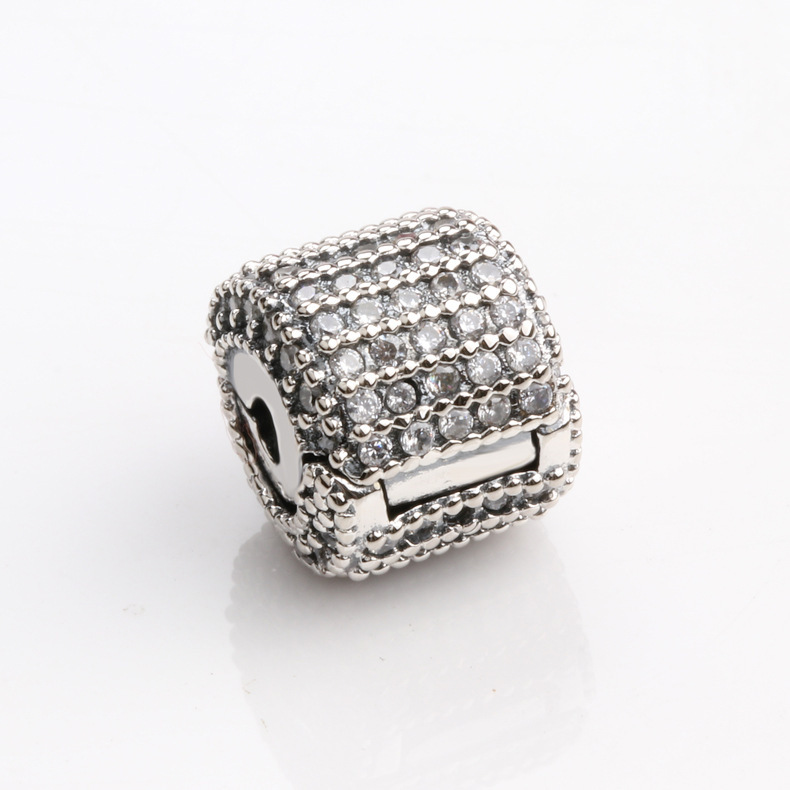 pandora silver charm pave barrel clip