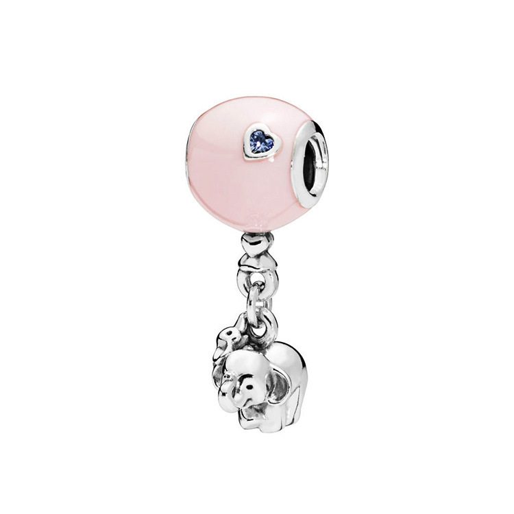 Silver Pandora Elephant & Pink Balloon Charm