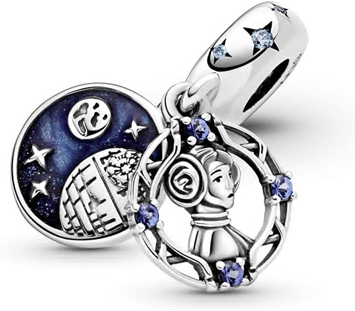 pandora x princess leia double charm pendant zirconia