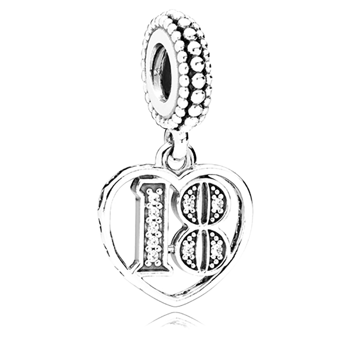 18th years of love anniversary birthday pendant charm