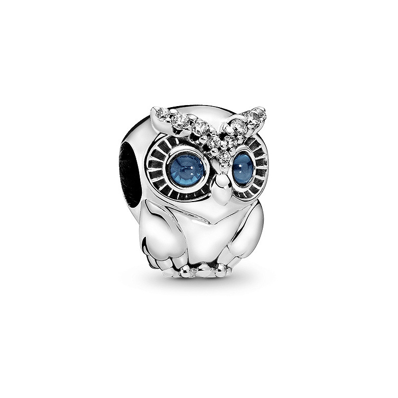 silver pandora sparkling owl charm
