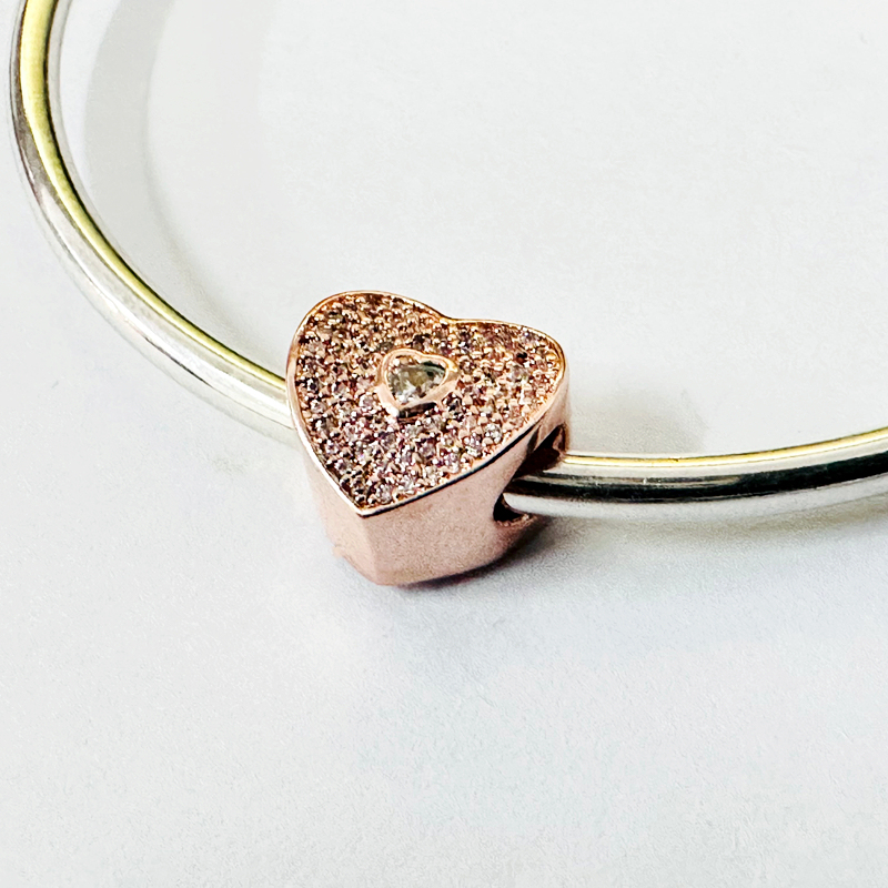 pandora 925 ale rose gold bracelet charm bead ale r met