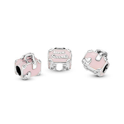 pandora sterling silver pink travel bag charm
