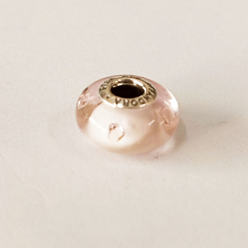 pandora silver pink hearts murano glass charm