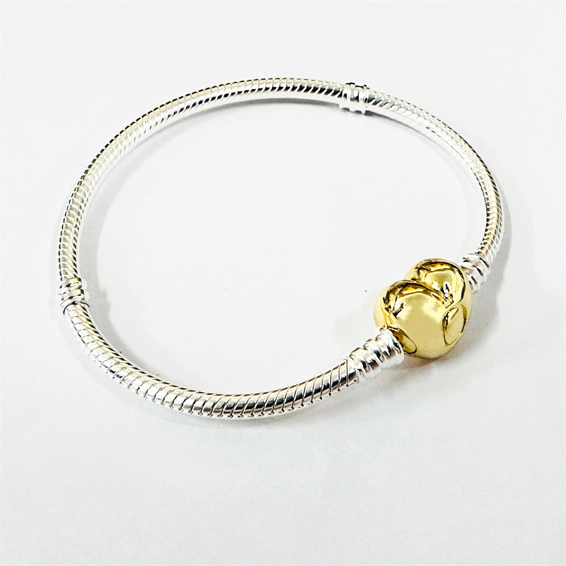 ​​silver gold pandora shine two tone love heart clasp bracelet