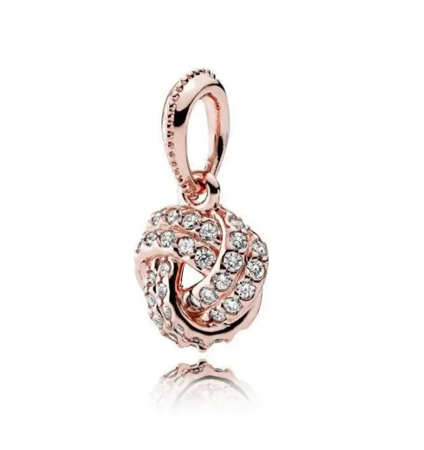 Pandora Rose Gold Sparkling Love Knot Pendant Charm