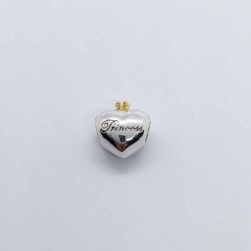 PANDORA Silver Gold Princess Heart Charm