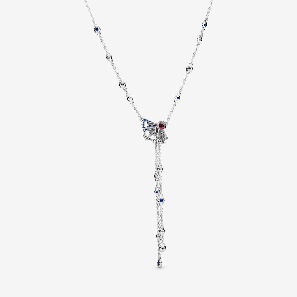 pandora dazzling lucky blue/pink fans y necklace