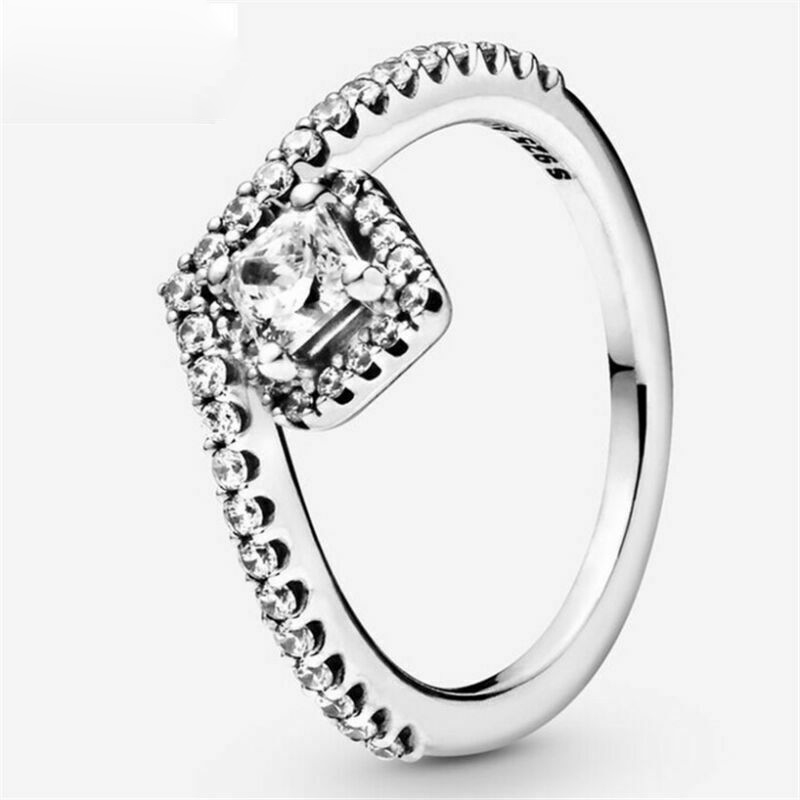 pandora square sparkle wishbone ring