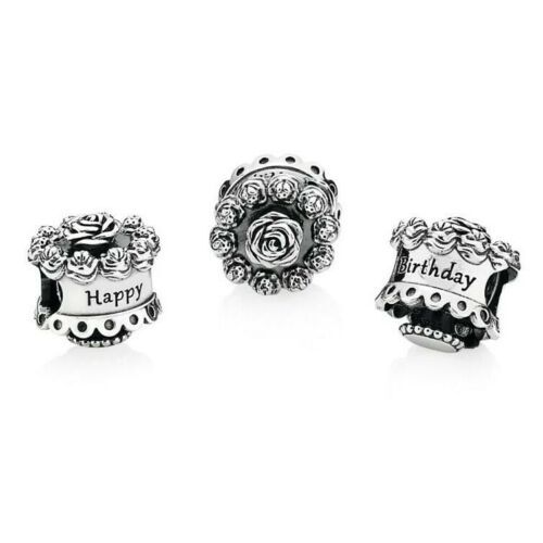 PANDORA SILVER Happy Birthday Celebration Cake CHARM S925 ALE