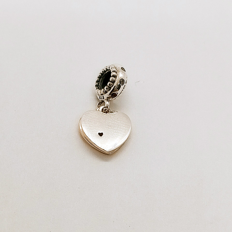 silver cz pandora rose part of my heart charm
