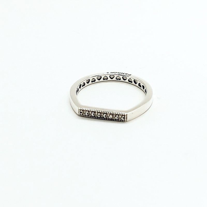 Pandora 925 Ale Sparkling Crystals Bar Stacking Ring