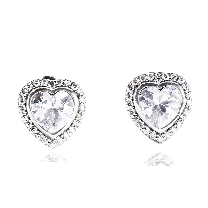 Pandora Silver Sparkling Hearts Stud Earrings
