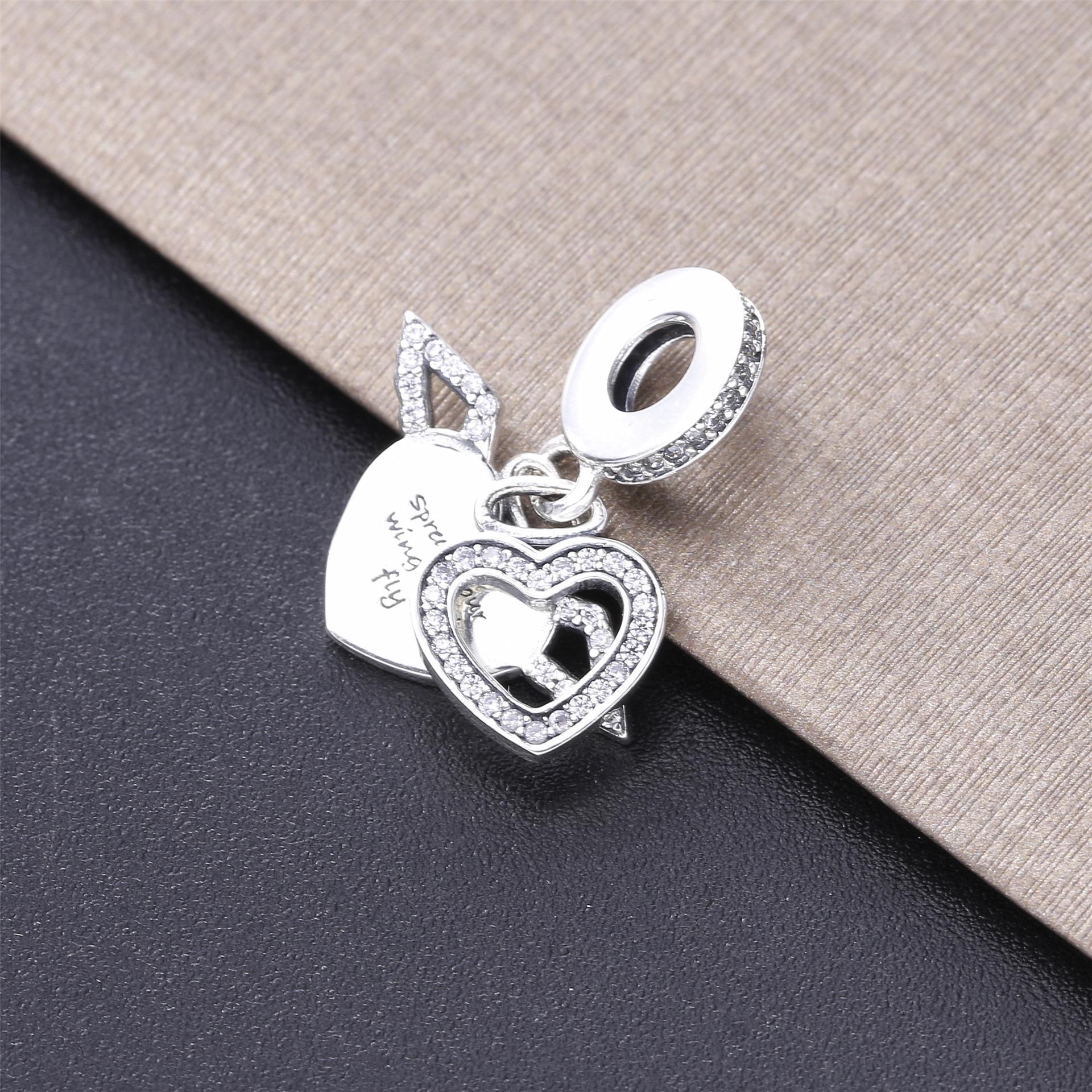 pandora heart and angel wings charm s925 ale