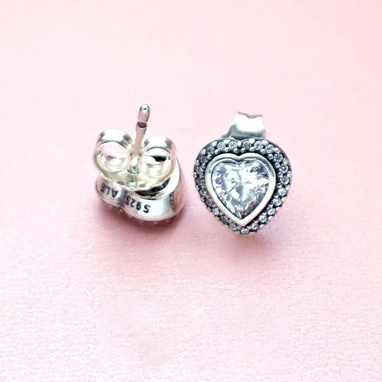 Pandora Silver Sparkling Hearts Stud Earrings