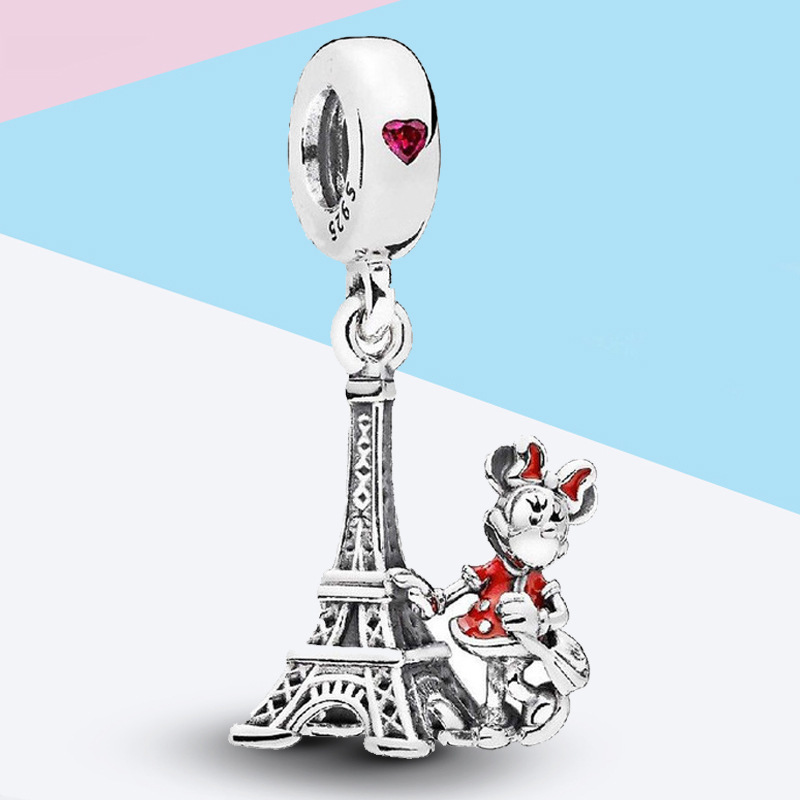 Pandora Solid Silver Minnie Mouse Eiffel Tower Pendant Charm
