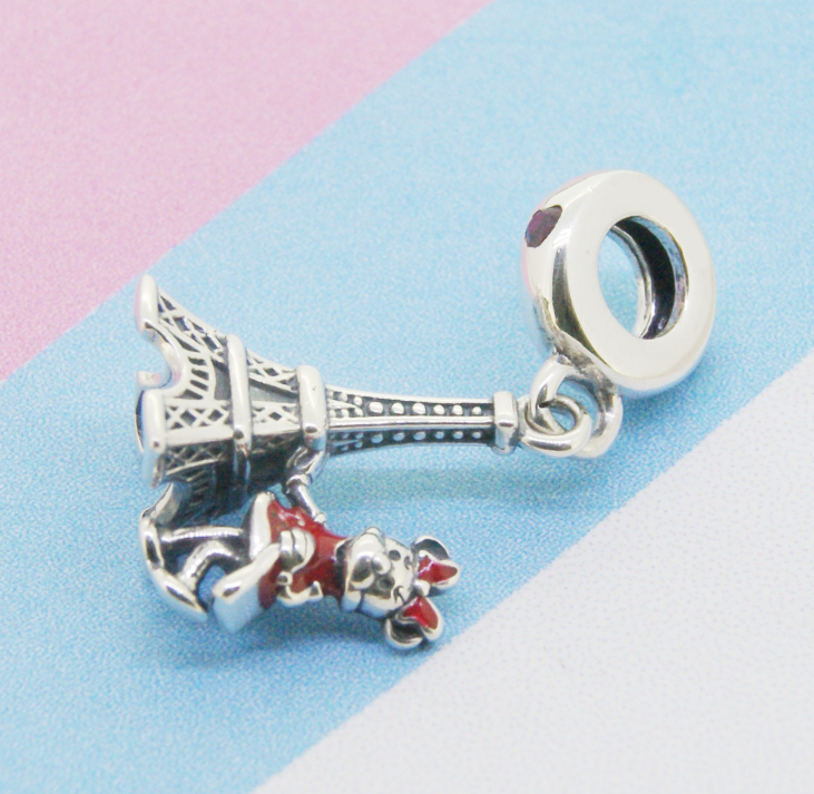 Pandora Solid Silver Minnie Mouse Eiffel Tower Pendant Charm