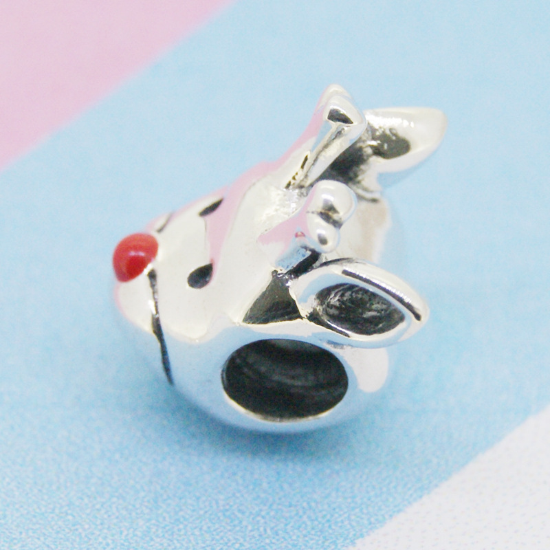 Silver PANDORA Christmas Red-nosed Reindeer Charm