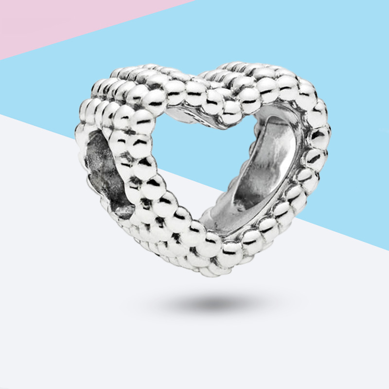pandora silver beaded open heart charm ale 925