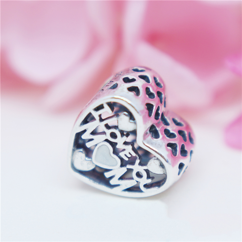 S925 Silver I Love You heart mum love mothers day Pendant Charm
