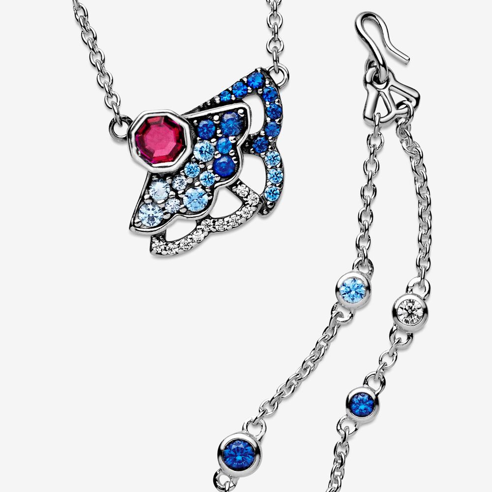pandora dazzling lucky blue/pink fans y necklace