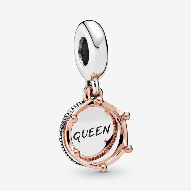Silver & Rose Gold Pandora Queen & Regal Crown Pendant Charm
