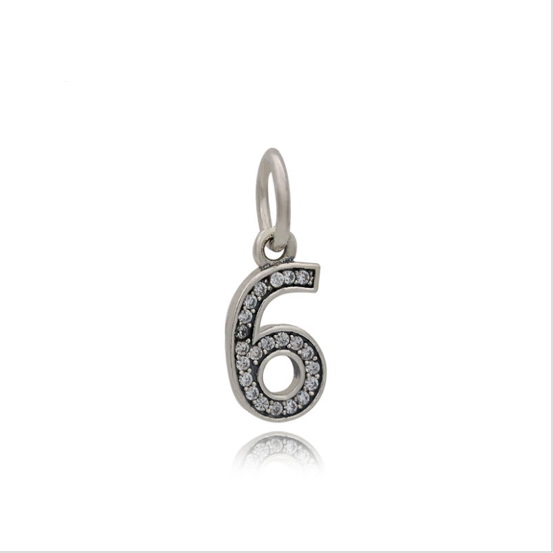 Pandora Number 1 Dangle Charm, Clear CZ